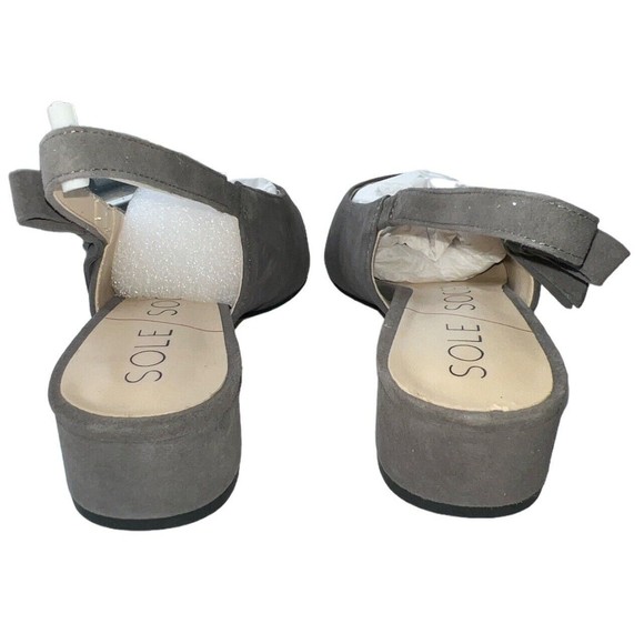 SOLE SOCIETY Maelie Slingbacks Women's 7.5 M Taupe Suede Low Black Heel - Picture 3 of 5